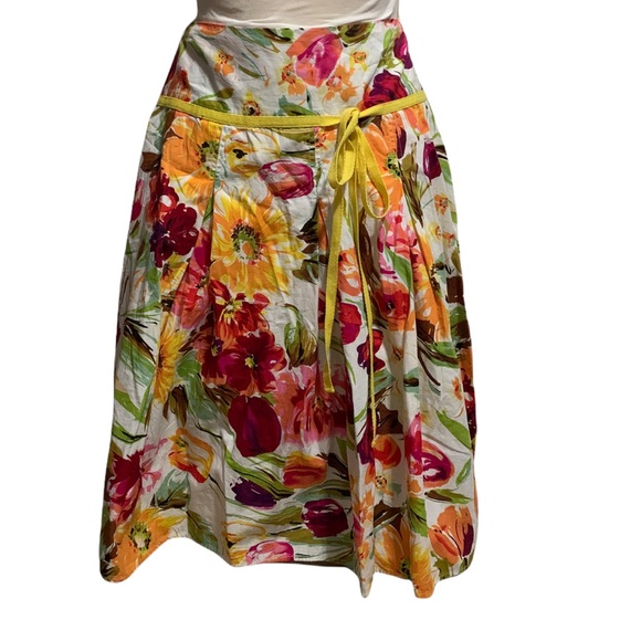 Lapis White Floral Aline Full skirt size medium - Picture 2 of 5